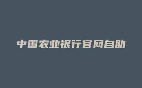 中国农业银行官网自助