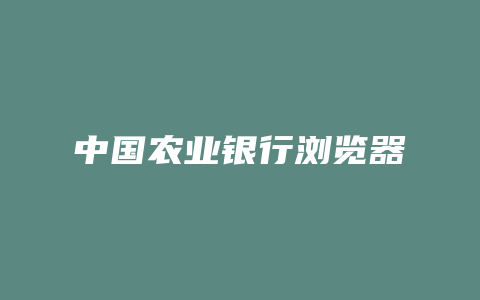 中国农业银行浏览器