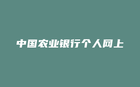 中国农业银行个人网上登录