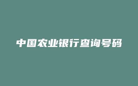 中国农业银行查询号码